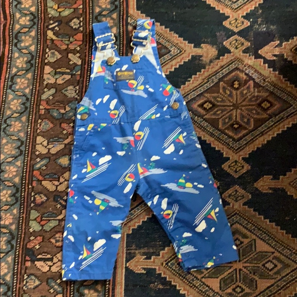 Vintage OshKosh Sailboat Overalls 9-12M